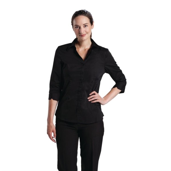 Uniform Works Damen Stretch Hemdbluse dreiviertelarm schwarz XL