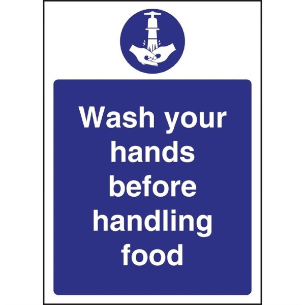 Vogue Hinweisschild "Wash your hands before handling food" Händewaschen bevor dem Umgang mit Lebensm